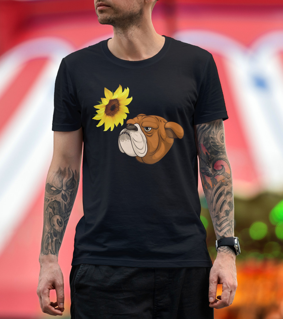 Sunflower Bulldog Hippie Girls English T-Shirt