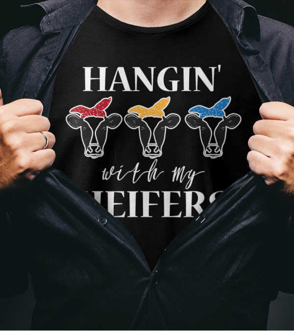 Hangin' With My Heifers Bandana Cow Trio T-Shirt