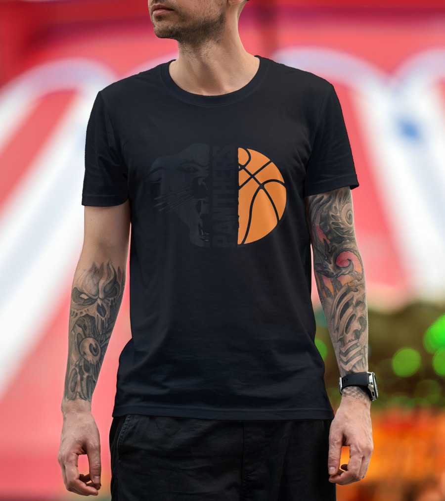 Panthers Basketball Ball Black Cool T-Shirt