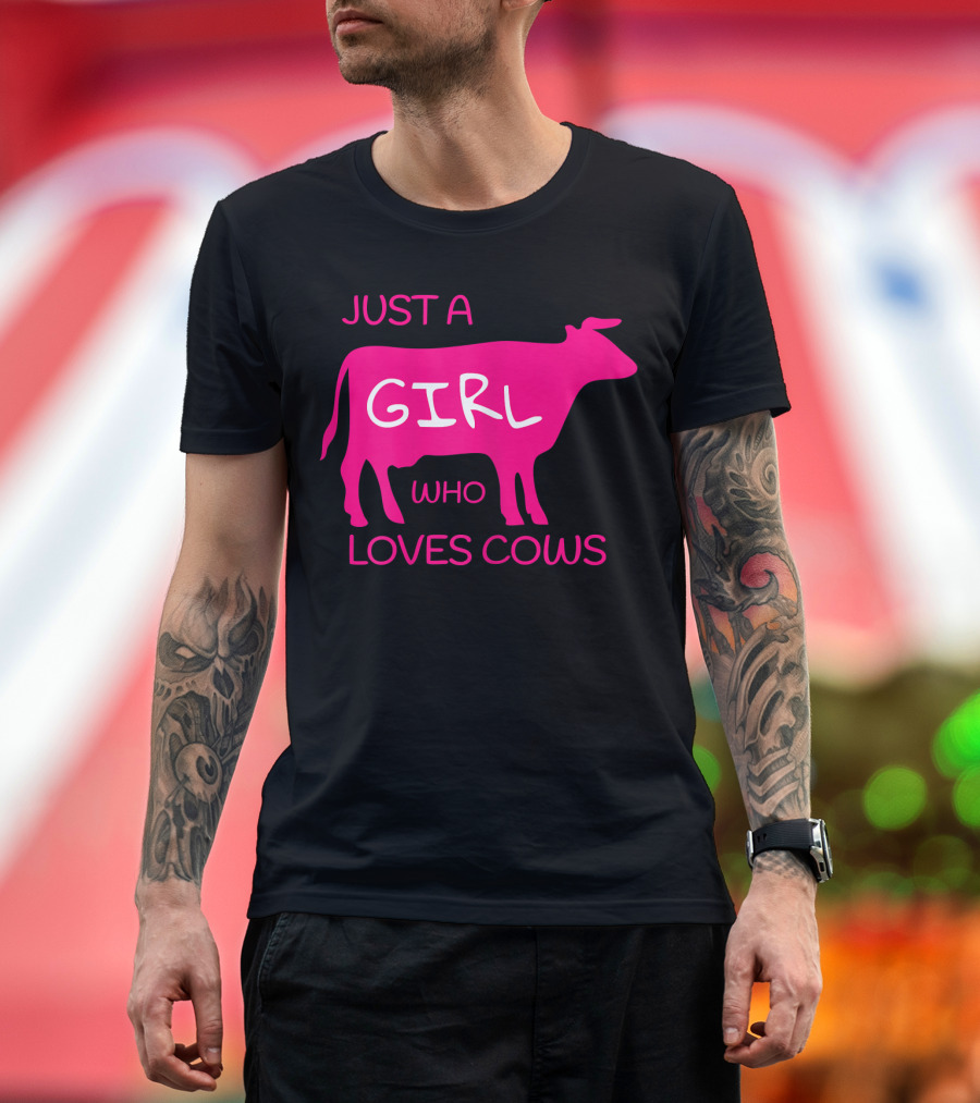 Just a Girl Who Loves Cows Pink Cow T-Shirt