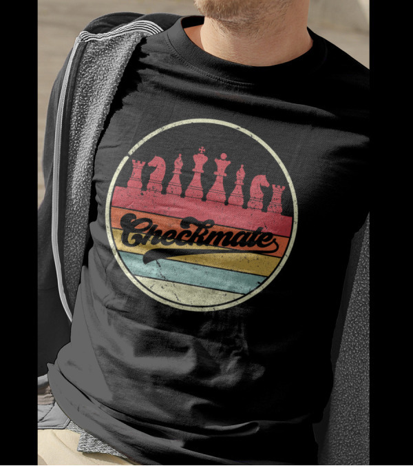 Checkmate Retro Chess Piece Circle T-Shirt