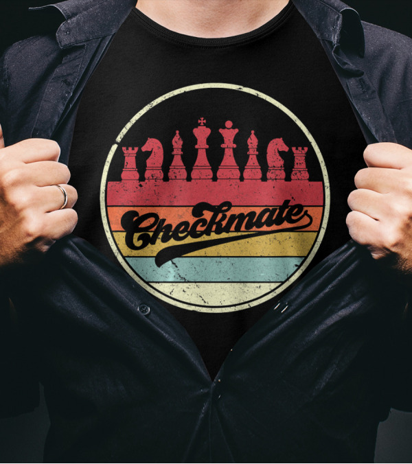 Checkmate Retro Chess Piece Circle T-Shirt