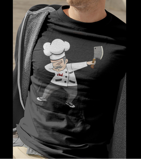 Dabbing Chef With Cleaver Funny Dab Chef Dad T-Shirt