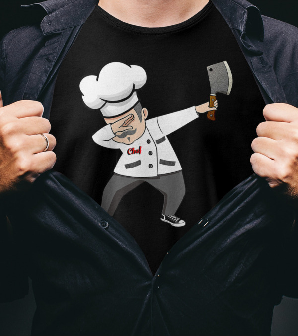 Dabbing Chef With Cleaver Funny Dab Chef Dad T-Shirt