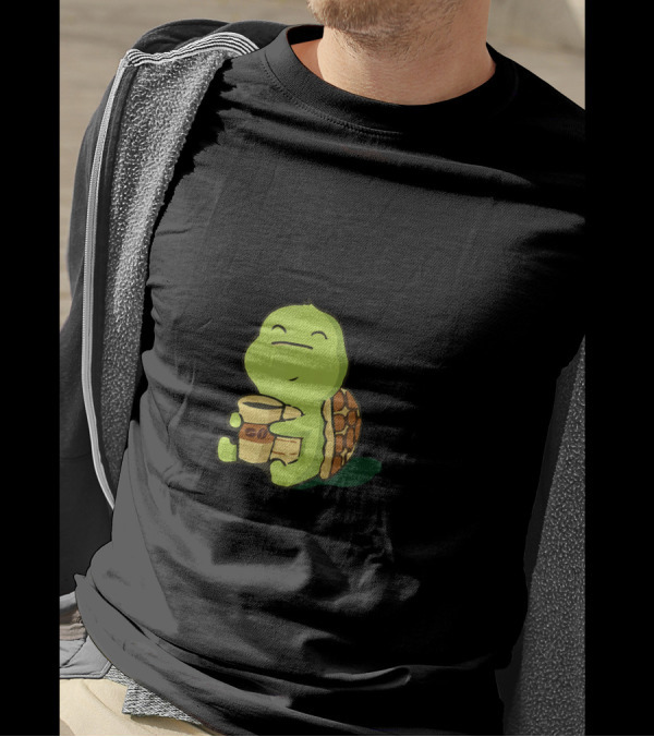I Turtley Need More Coffee Turtle Holding Coffee Cup T-Shirt