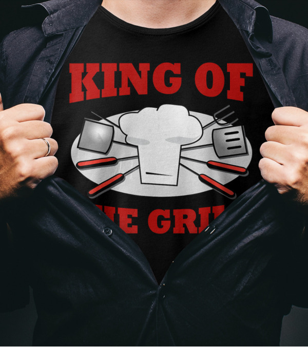 KING OF THE GRILL Chef Hat Spatula Fork Utensils T-Shirt