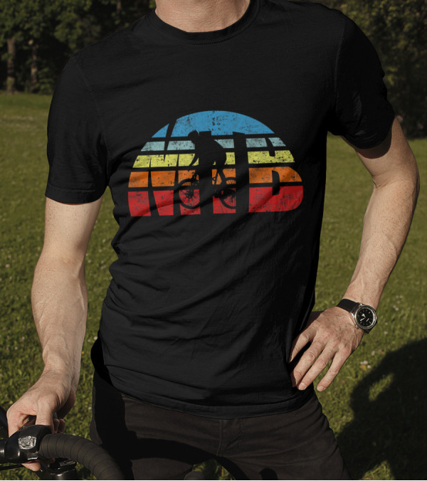 Retro MTB Mountain Biking Bicycle Vintage Sunset T-Shirt