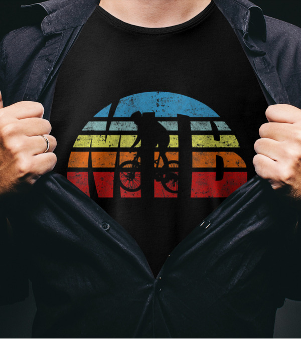 Retro MTB Mountain Biking Bicycle Vintage Sunset T-Shirt
