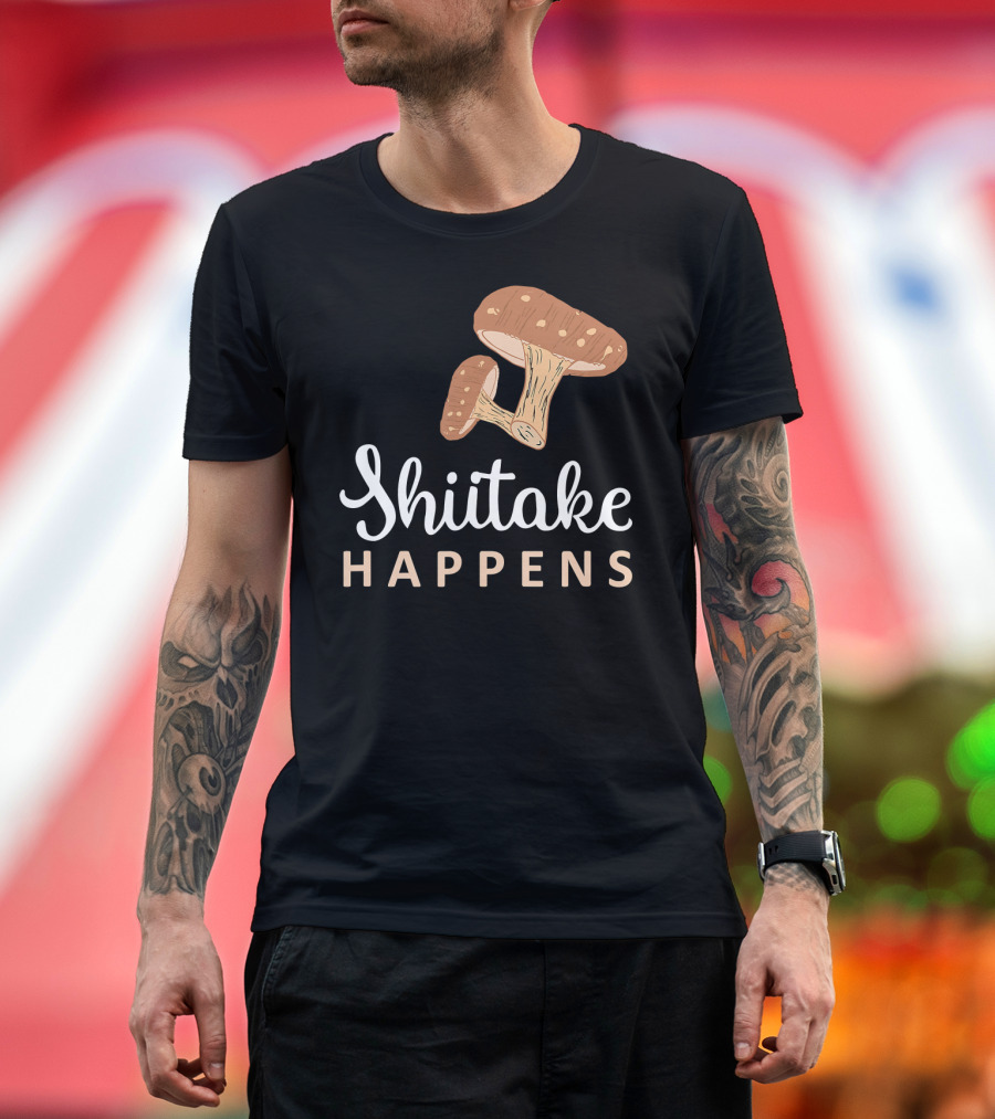 Shiitake Happens Funny Mushroom Duo T-Shirt