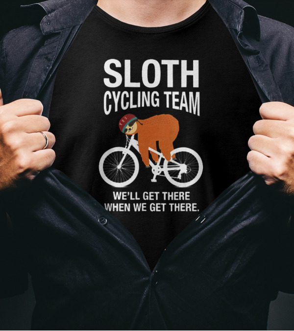 Sloth Cycling Team We'll Get There When We Get There Racerbike Helmet T-Shirt
