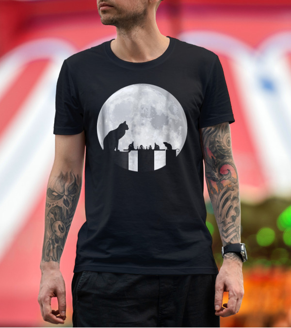 Premium T-Shirt: The Cat Versus The Mouse On The Chessboard In Full Moonlight T-Shirt The Cat Versus The Mouse On The Chessboard In Full Moonlight T-Shirt