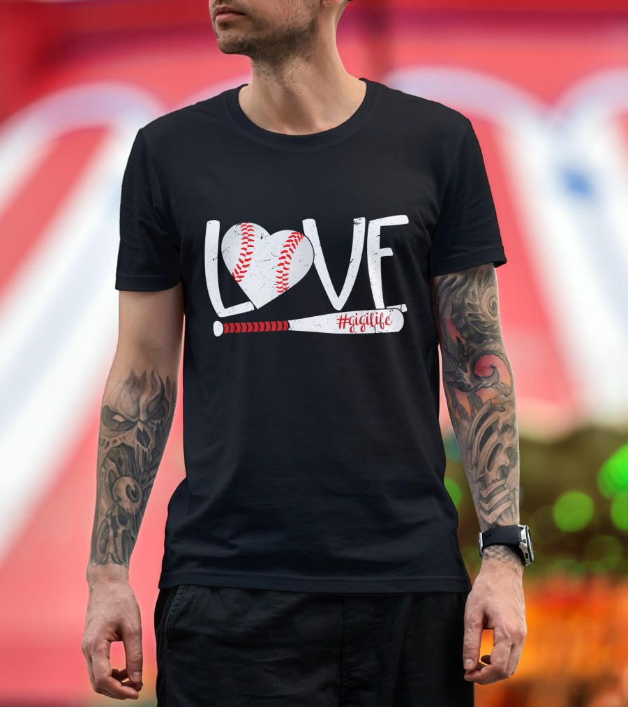 Gigi Life Baseball Love Heart Bat T-Shirt