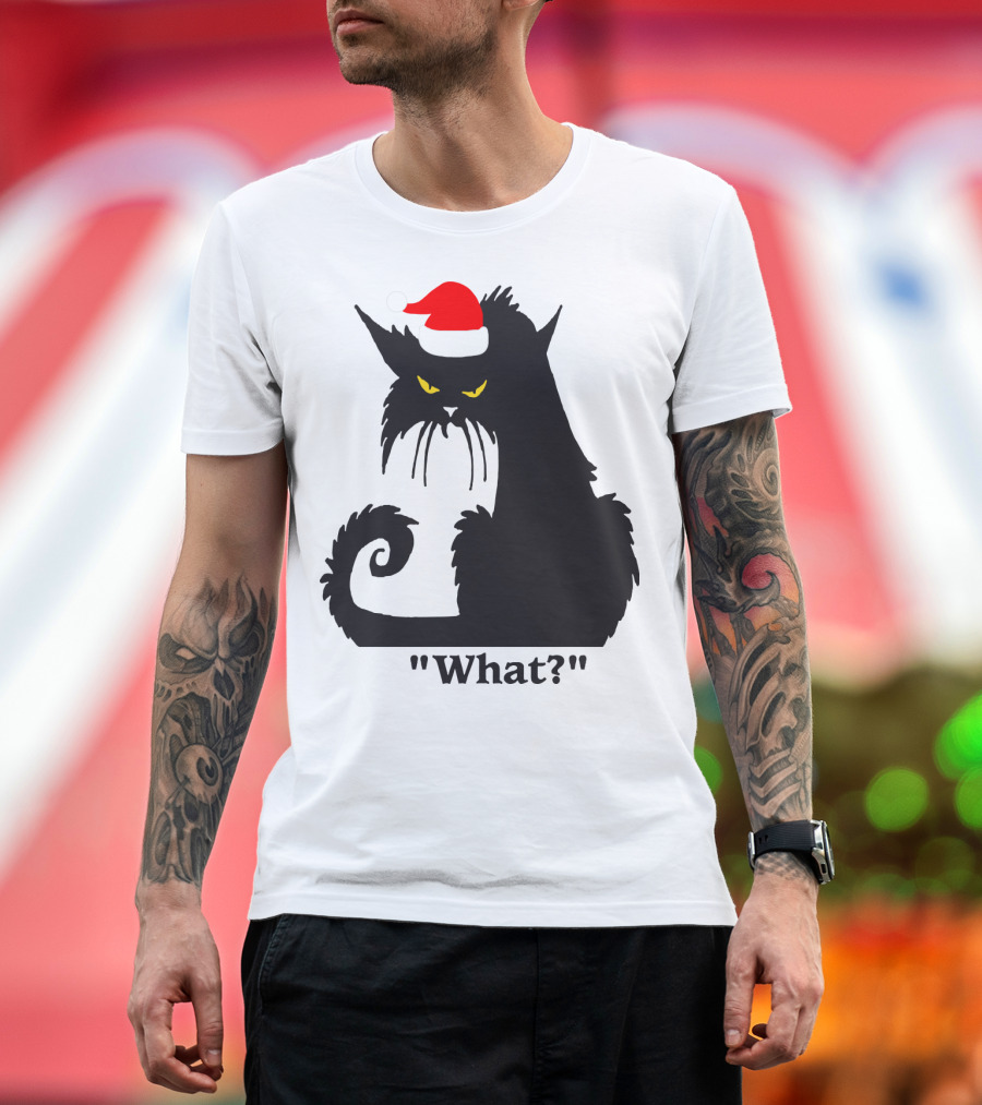 Cat Wearing Santa Hat What? T-Shirt