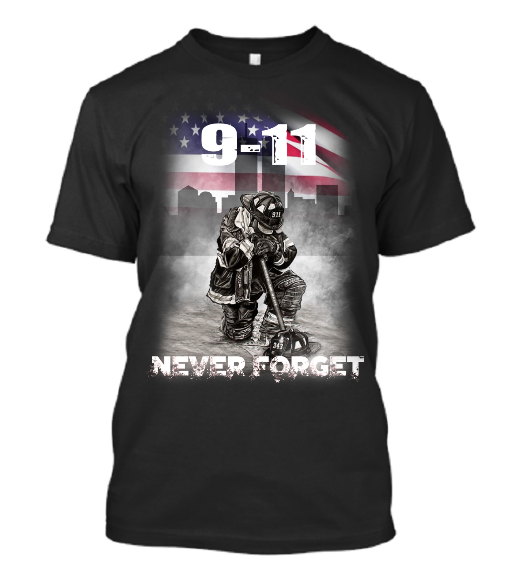 9-11 Firefighter Never Forget 343 Memorial T-Shirt