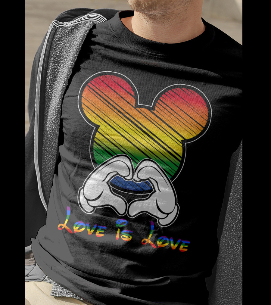 Love Is Love Rainbow Mickey Heart Hands T-Shirt