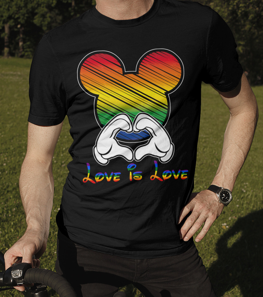 Love Is Love Rainbow Mickey Heart Hands T-Shirt