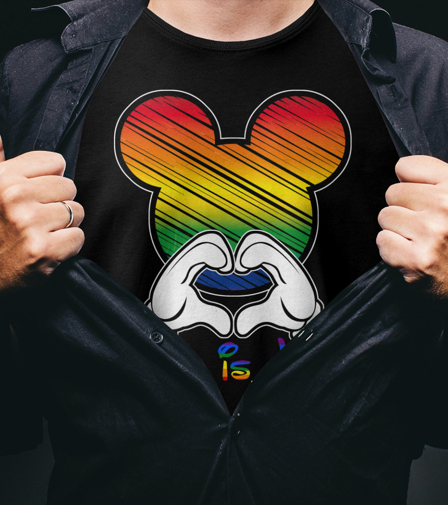 Love Is Love Rainbow Mickey Heart Hands T-Shirt