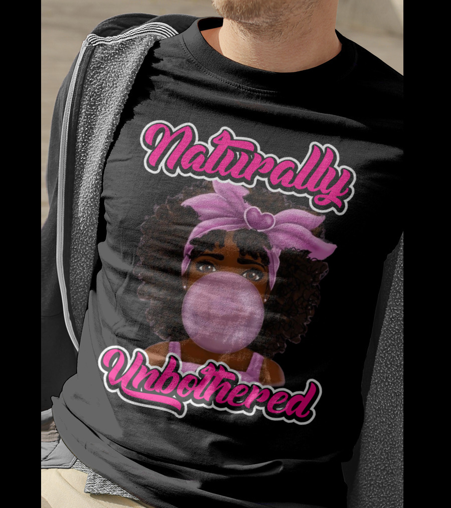 Naturally Unbothered Pink Headband Bubble Gum Afro T-Shirt