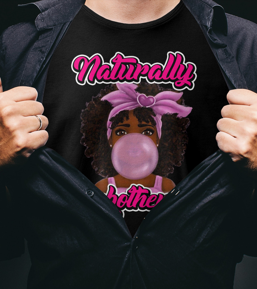 Naturally Unbothered Pink Headband Bubble Gum Afro T-Shirt