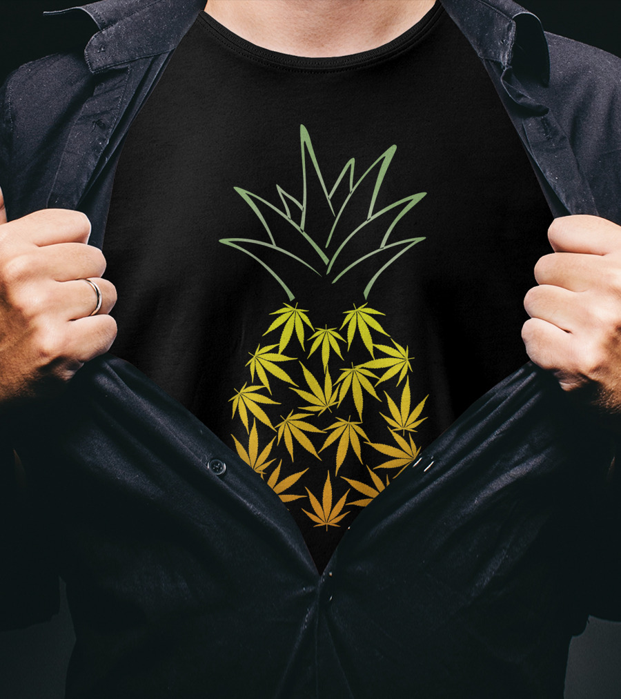 Weed Pineapple Cannabis Leaf Fusion T-Shirt
