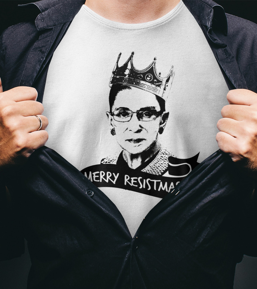 Merry Resistmas RBG Ruth Bader Ginsburg Crown T-Shirt