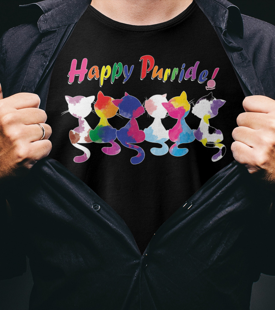 Happy Purride Rainbow Cats T-Shirt