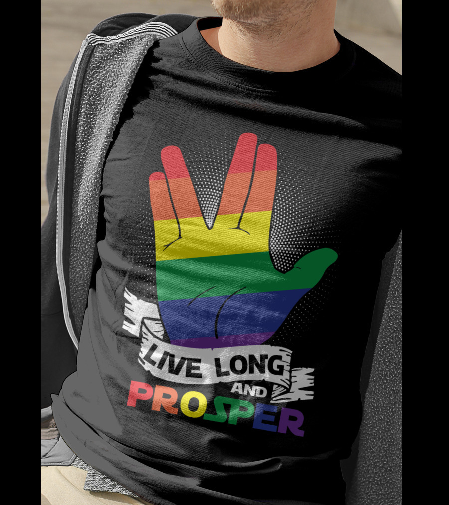 Live Long And Prosper Rainbow Hand Gesture T-Shirt