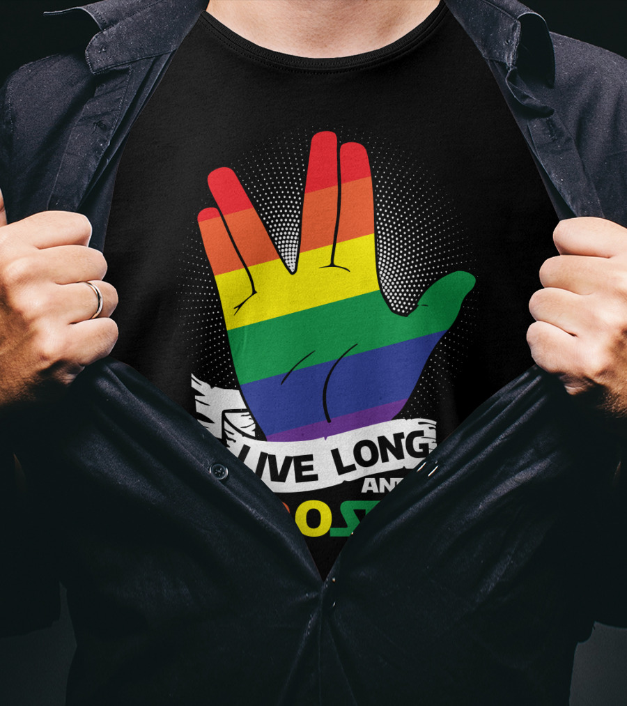 Live Long And Prosper Rainbow Hand Gesture T-Shirt