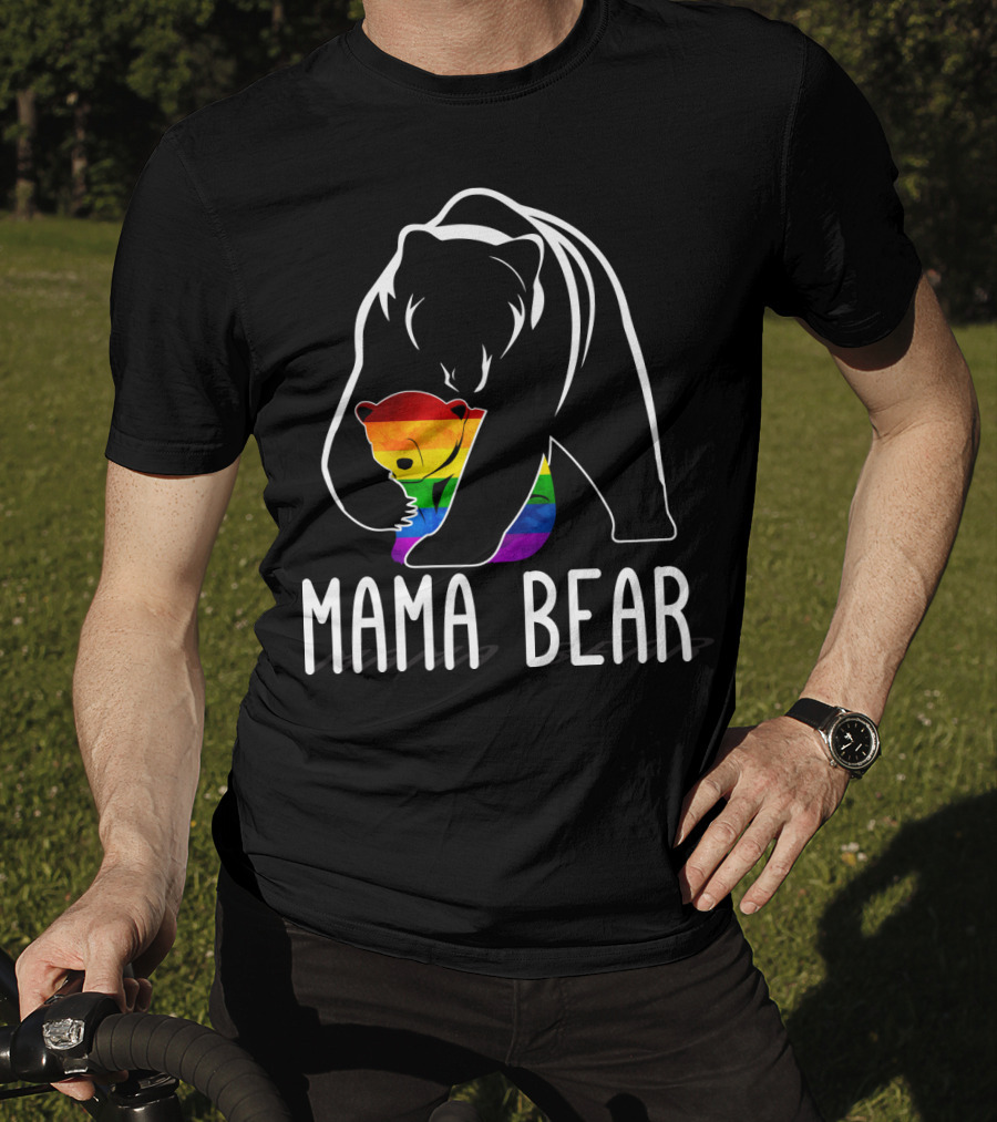 Mama Bear Rainbow Pride Bear Hug T-Shirt