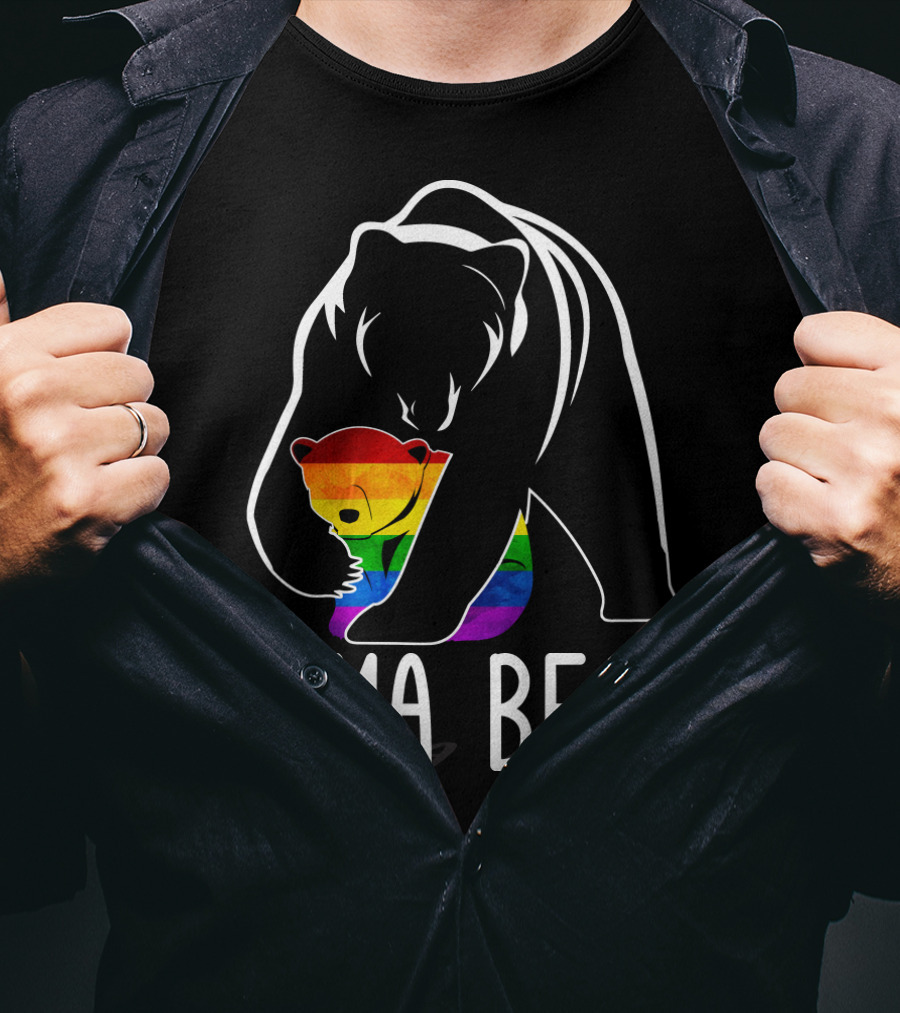 Mama Bear Rainbow Pride Bear Hug T-Shirt