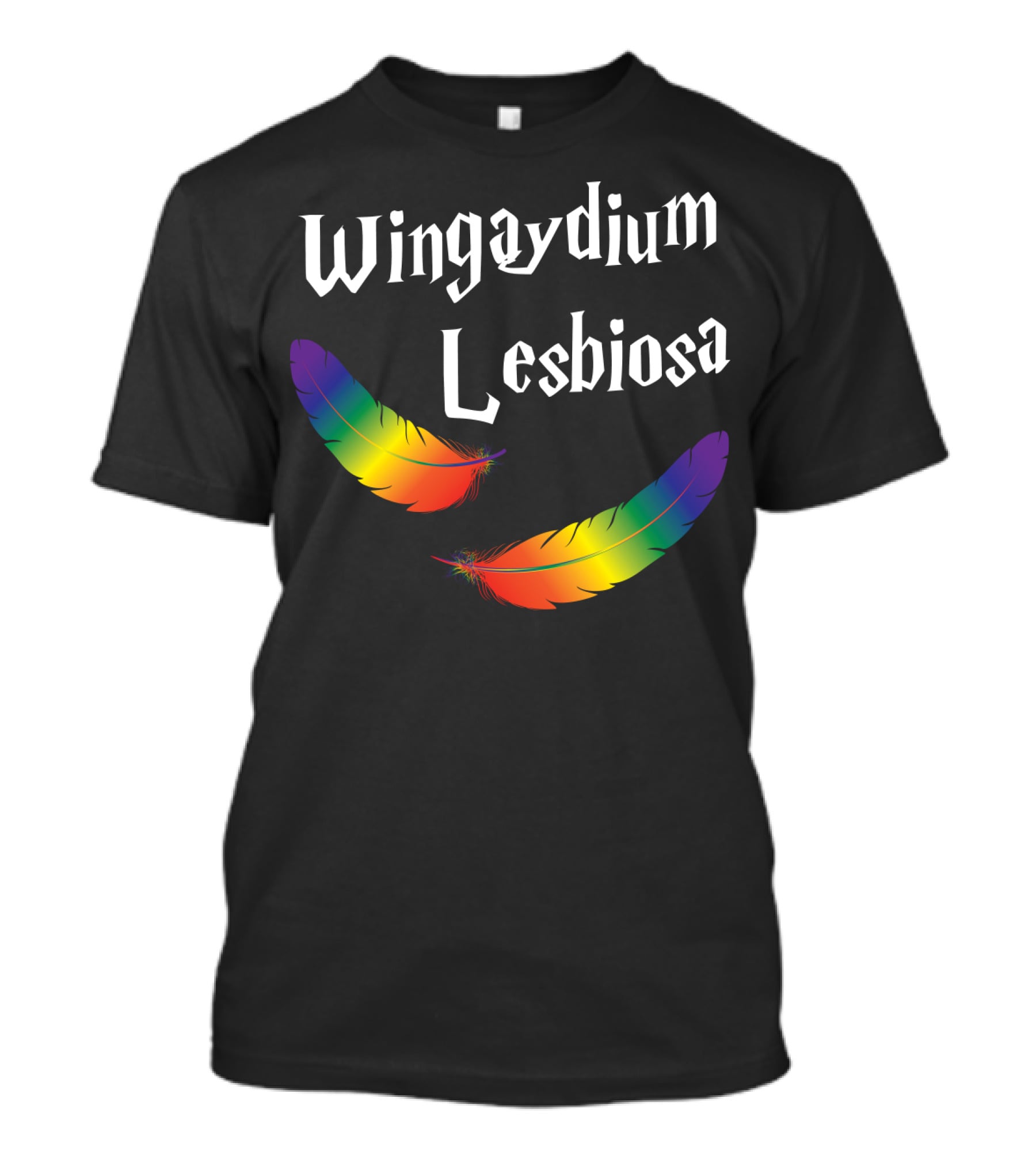 Wingaydium Lesbiosa Rainbow Feathers Magic T-Shirt