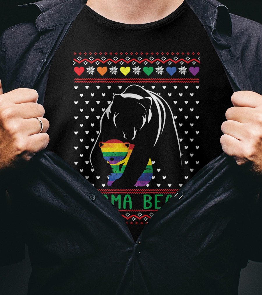 Mama Bear Rainbow Heart Pride T-Shirt