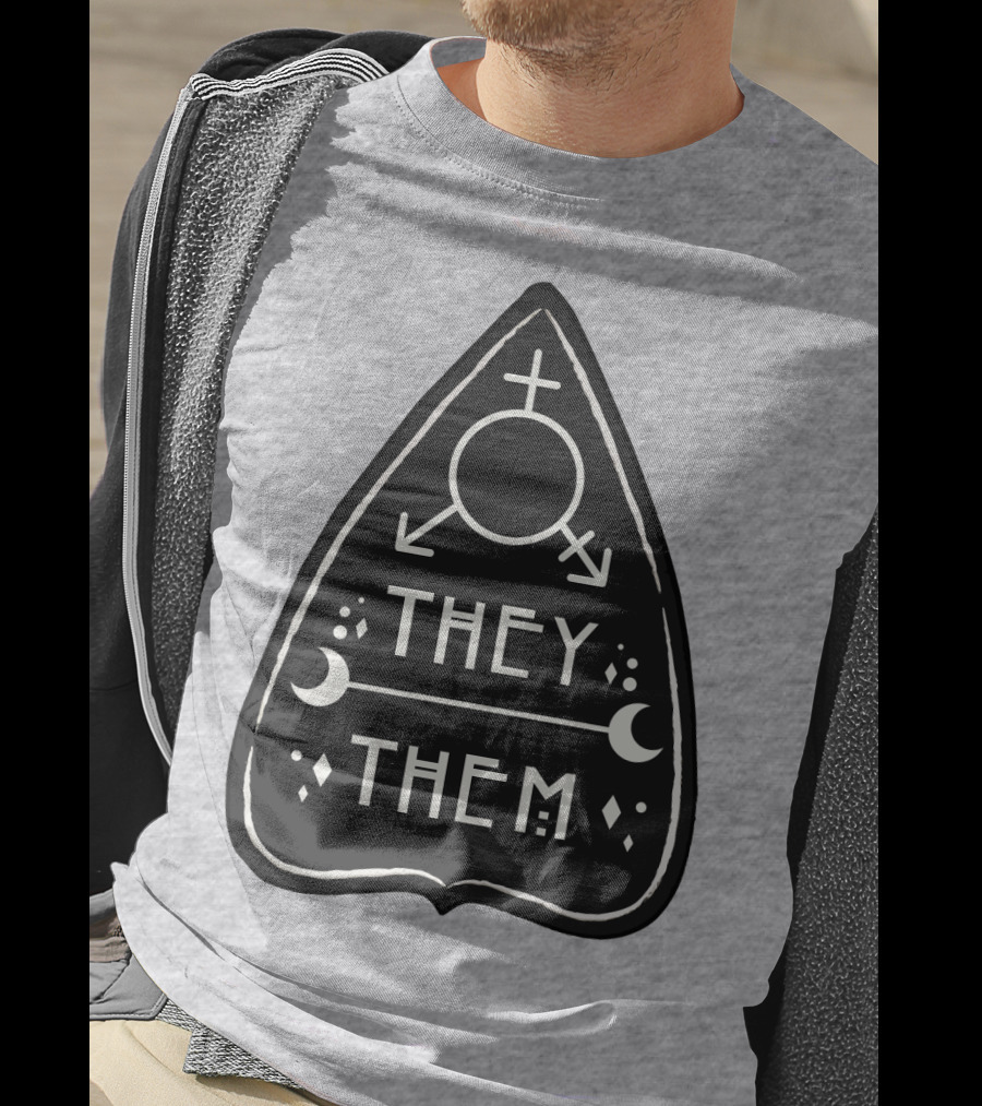 They Them Nonbinary Arrow Symbols Crescent Moons Geometric T-Shirt