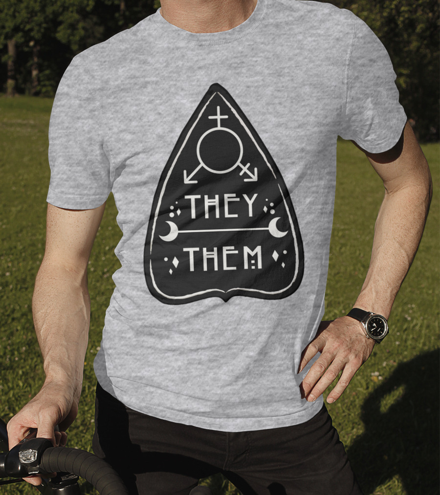 They Them Nonbinary Arrow Symbols Crescent Moons Geometric T-Shirt