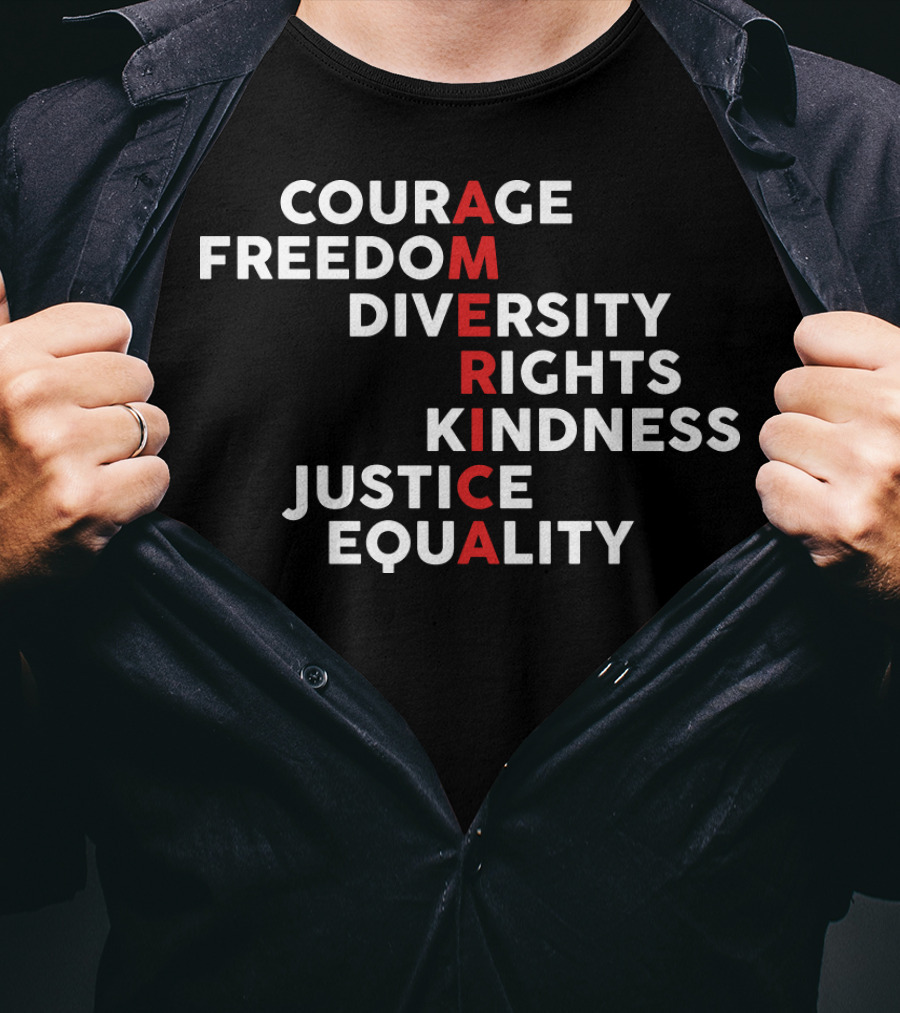 Courage Freedom Diversity Rights Kindness Justice Equality America T-Shirt