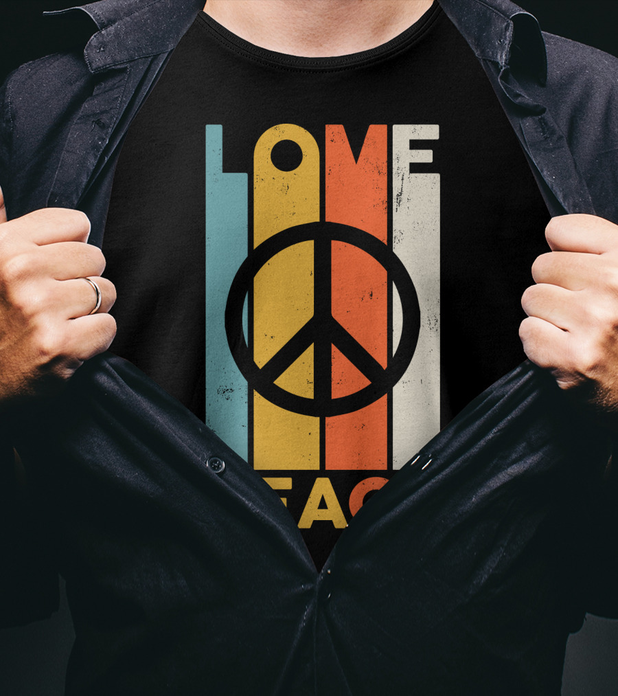 LOVE Peace Sign Vintage Stripes T-Shirt