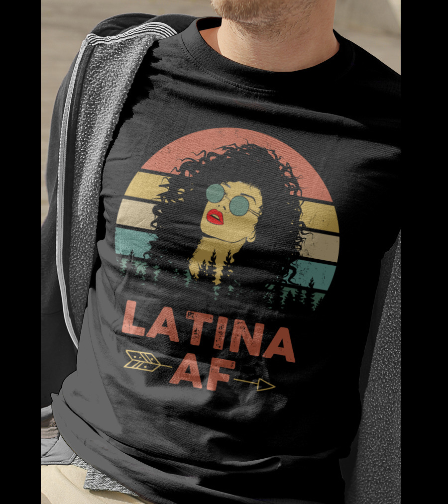 LATINA AF Retro Sunset With Stylized Woman And Arrow T-Shirt