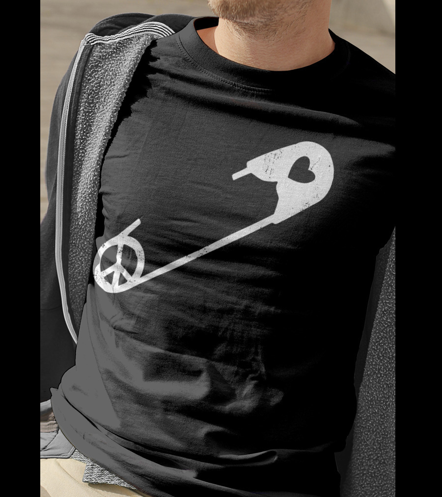 Peace Heart Safety Pin T-Shirt