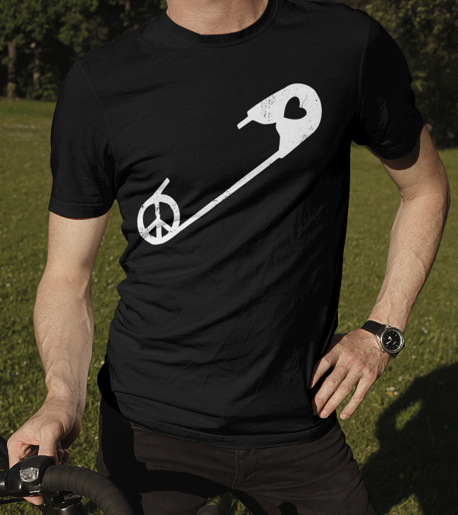 Peace Heart Safety Pin T-Shirt