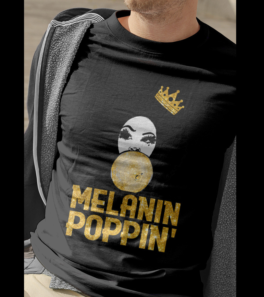 Melanin Poppin' Afro Queen Gold Bubblegum Crown T-Shirt