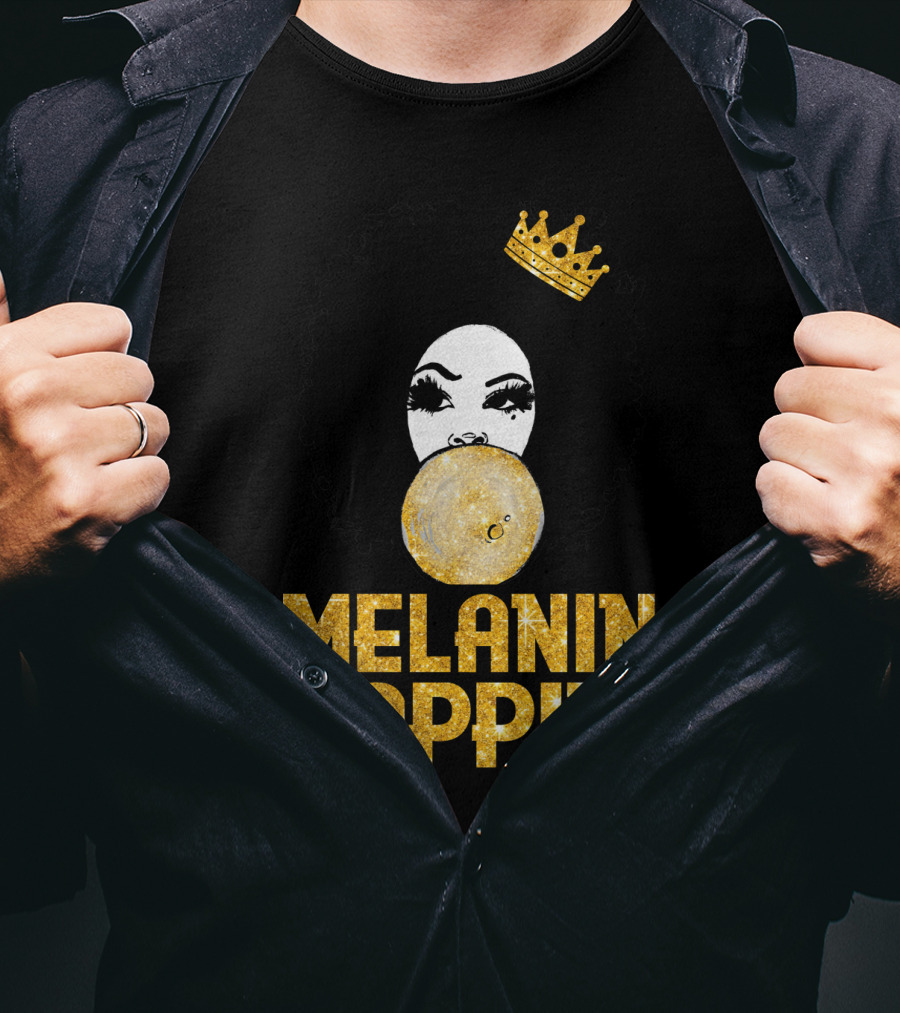 Melanin Poppin' Afro Queen Gold Bubblegum Crown T-Shirt