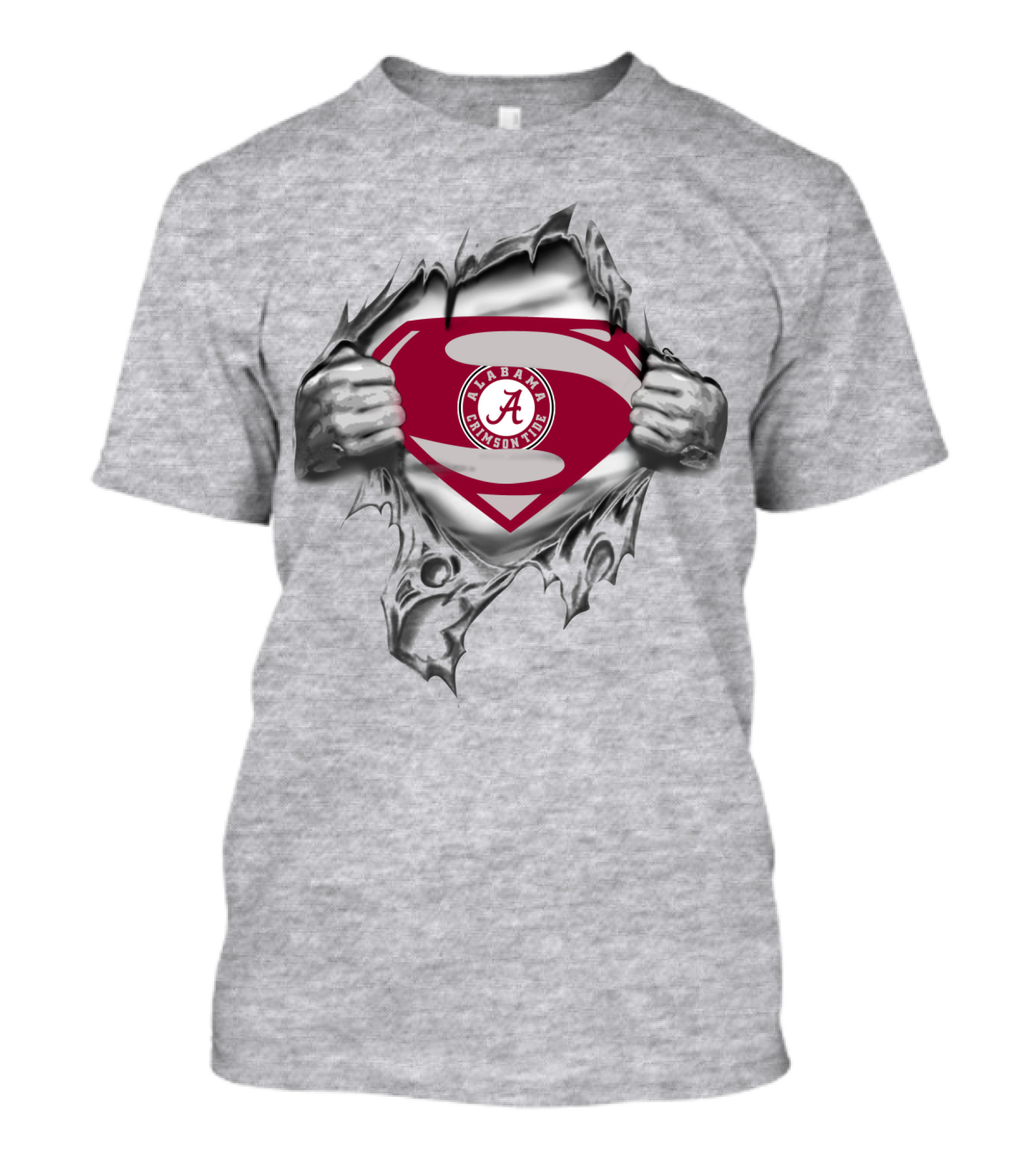Alabama Crimson Tide Superhero Logo Rip T-Shirt