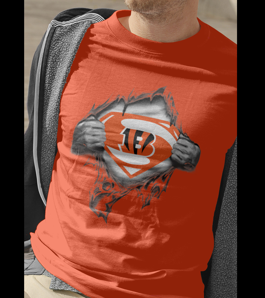 Bengals Superman Emblem Tear T-Shirt