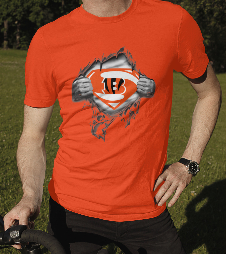 Bengals Superman Emblem Tear T-Shirt