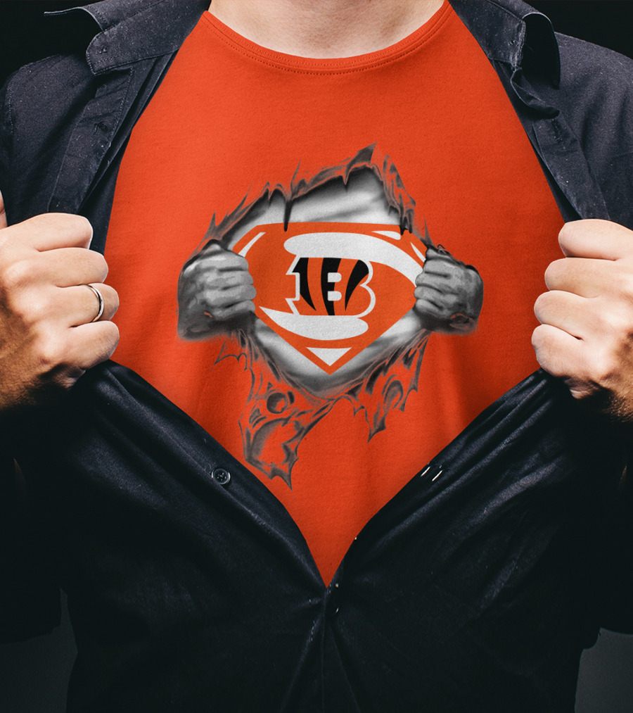 Bengals Superman Emblem Tear T-Shirt