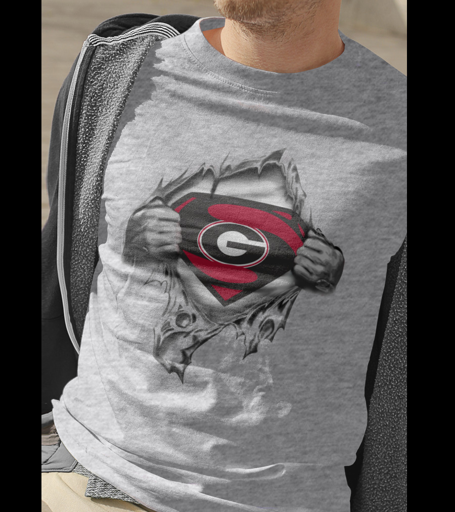 Georgia Bulldogs Superman G Logo Tear Out T-Shirt