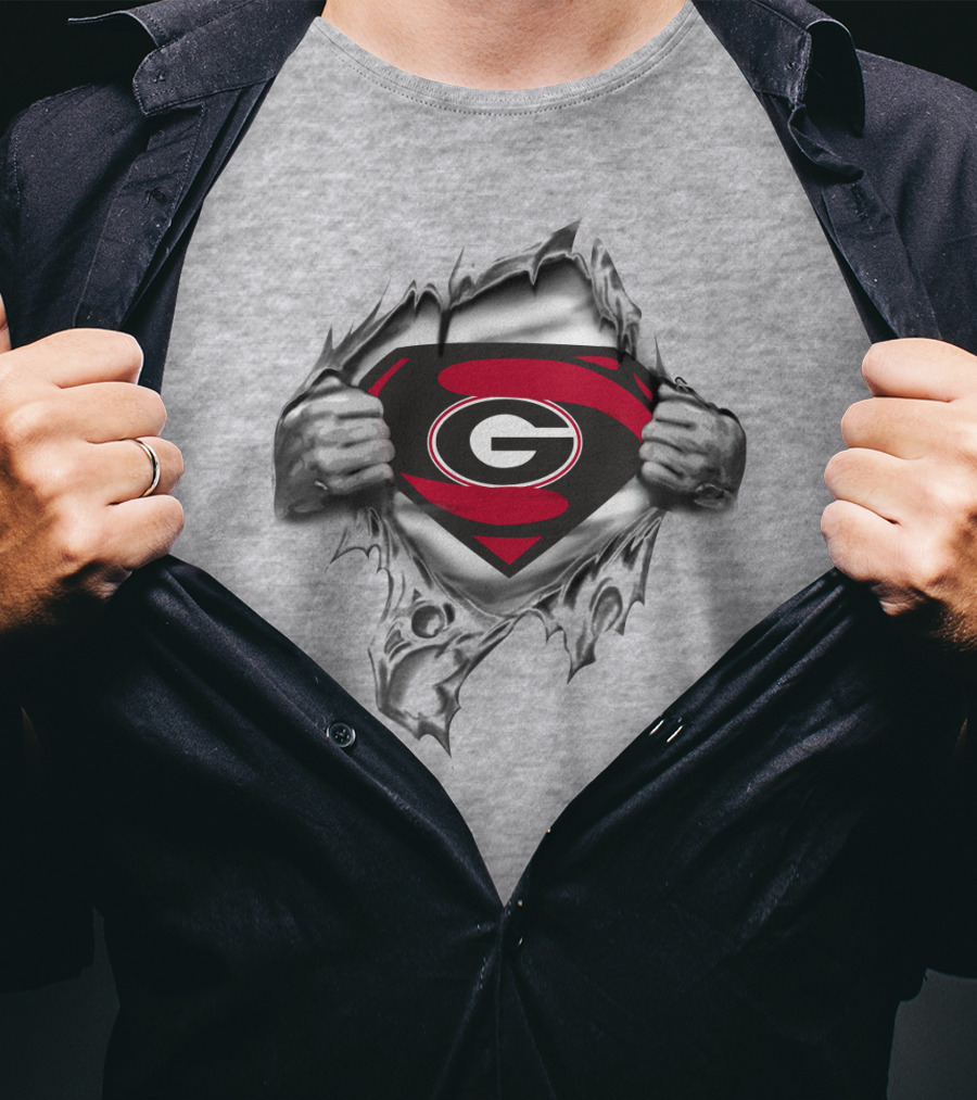Georgia Bulldogs Superman G Logo Tear Out T-Shirt