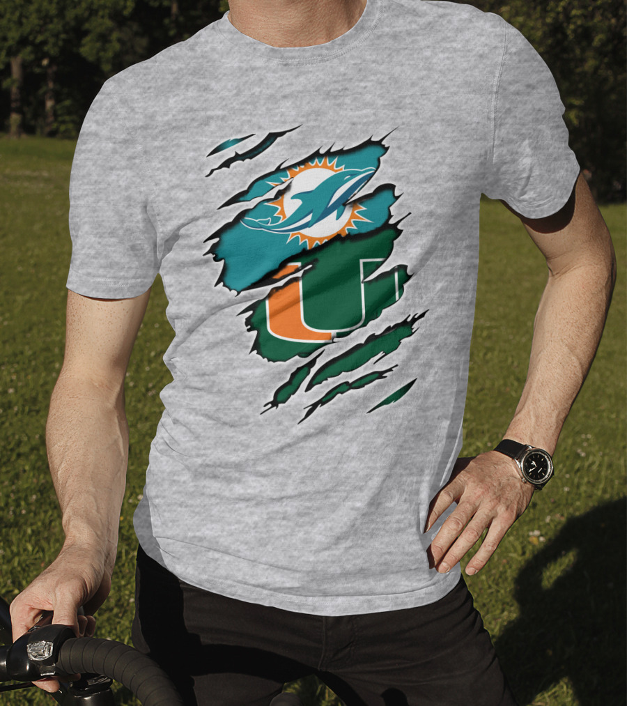 Dolphins Hurricanes Logo Tear Combination T-Shirt