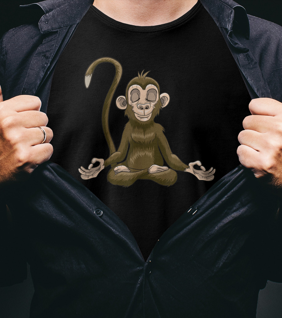 Yoga Monkey Meditating Funny Animal Yogi T-Shirt