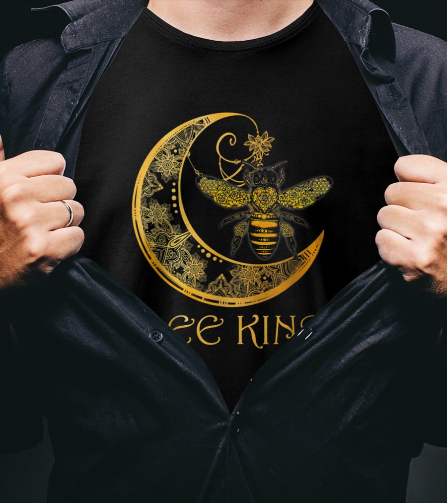 Bee Kind Golden Mandala Bee On Crescent Moon T-Shirt